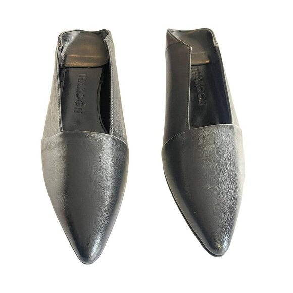 Thakoon Black Soft Leather Slip On Mule Shoes Kitten Heels NEW IN BOX - Picture 4 of 10